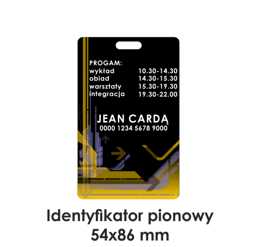 IDENTYFIKATOR PIONOWY 54x86 mm plastikowy identyfikator na konferencje
