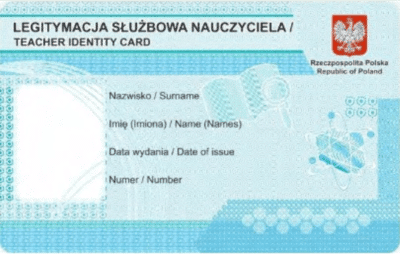 Legitymacja służbowa nauczyciela wzór 2024 awers